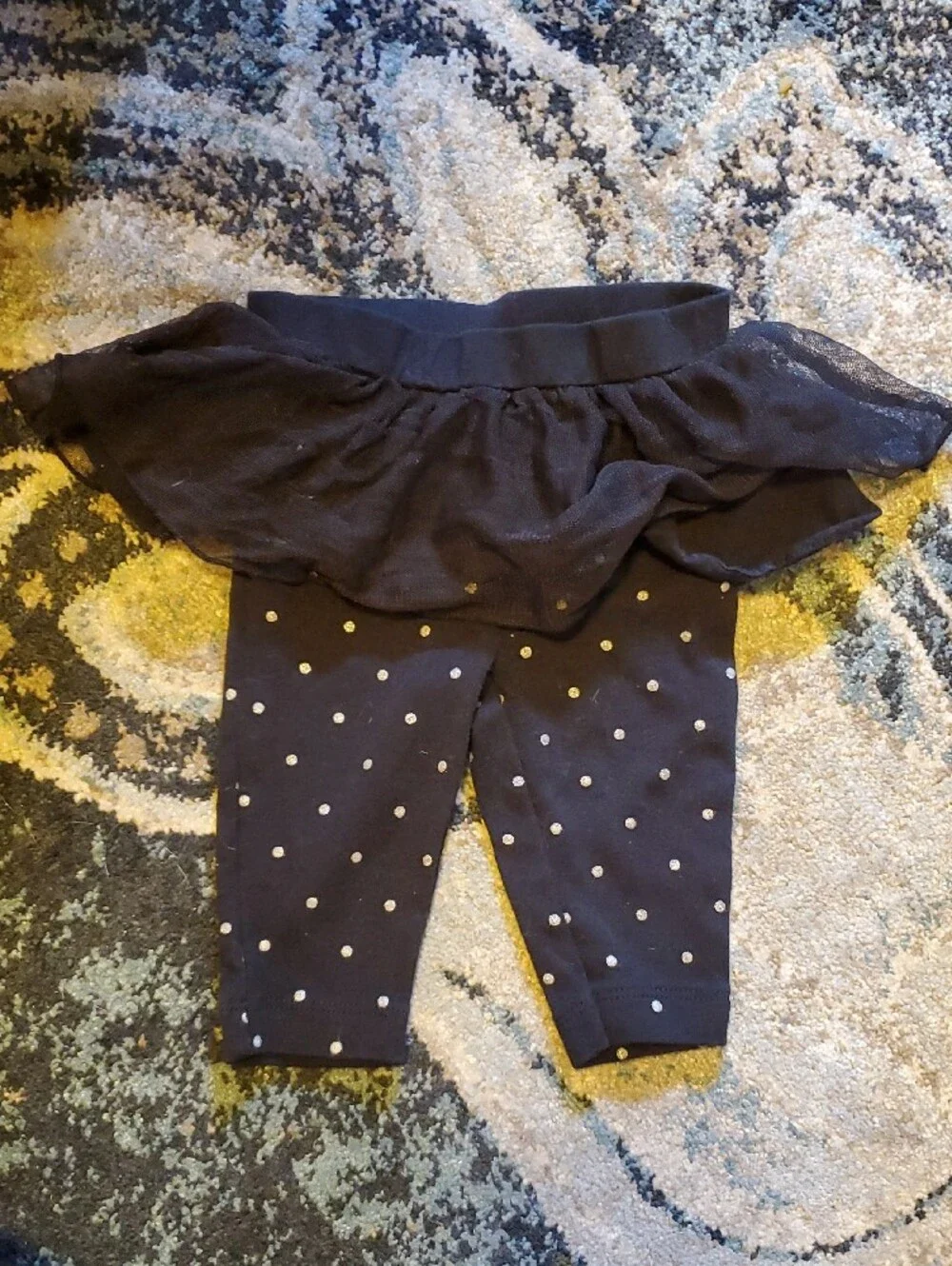 Girls Navy, Black and White Cotton Blend Leggings - 5-Pack